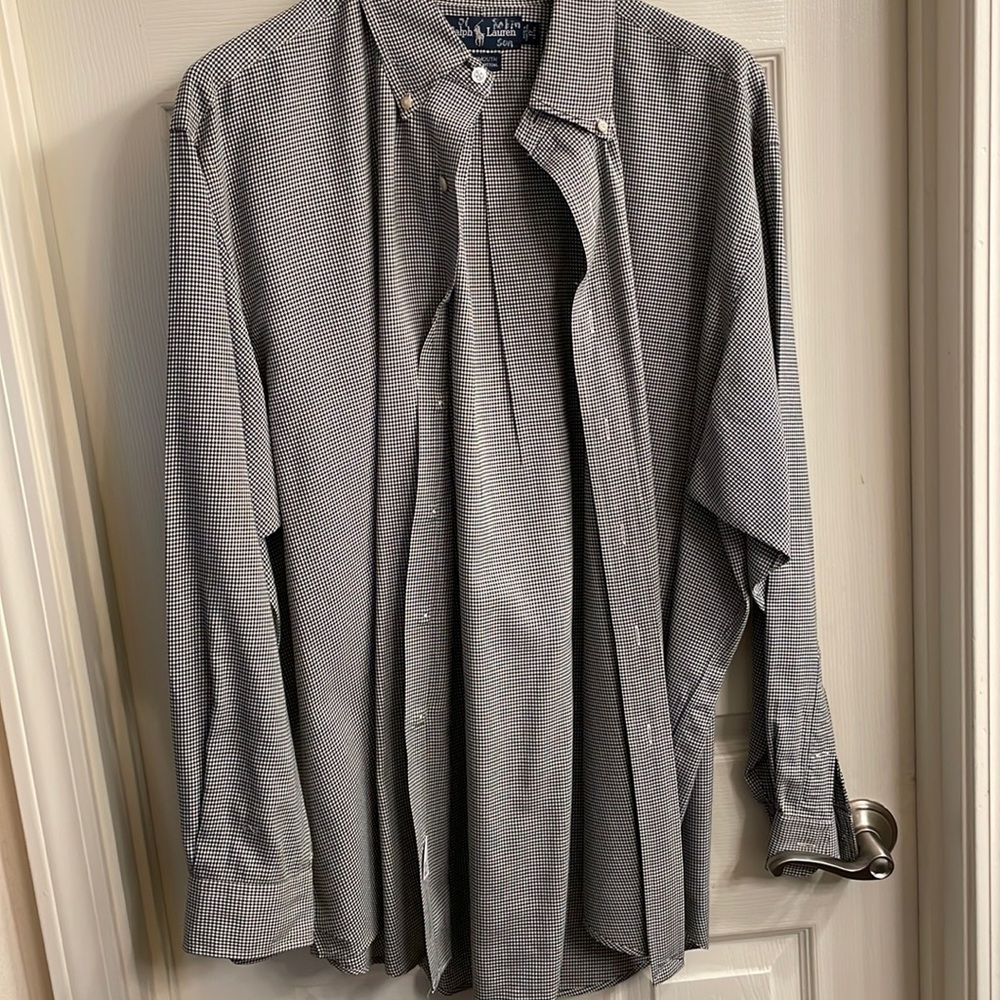 EUC Black and White Gingham Ralph Lauren Polo Dress Shirt